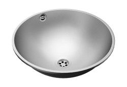 SANELA - Umývadlo zápustné, priemer 38 cm, bez otvoru na batériu, matná nerezová (SLUN 45X)