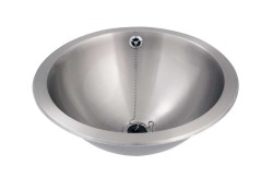 SANELA - Umývadlo zápustné, priemer 46 cm, bez otvoru na batériu, matná nerezová (SLUN 34)