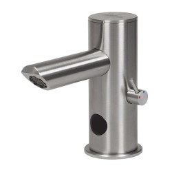 SANELA - Umývadlová automatická zmiešavacia batéria, napájanie 230V AC/24V DC, nehrdzavejúca oceľ (SLU 92D)