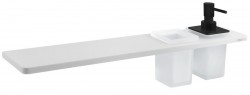 SAPHO - ABELINE polica, pohár + dávkovač/čierna, 500, Rockstone, biela mat (AE502-0101-03)