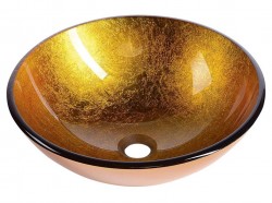 SAPHO - AGO sklenené umývadlo na dosku Ø 42 cm, zlatá oranžová (2501-19)