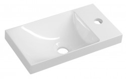 SAPHO - AGOS umývadlo bez prepadu 40x22cm, liaty mramor, biela, ľavé/pravé (AS400)