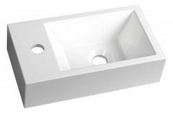 SAPHO - AMAROK liaty mramor umývadlo 40x11x22cm, biele, batéria vľavo (AR400)