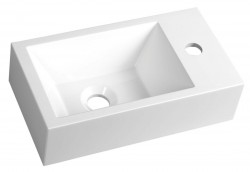 SAPHO - AMAROK liaty mramor umývadlo 40x22cm, biele, batéria vpravo (AR500)