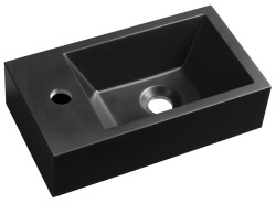 SAPHO - AMAROK umývátko, litý mramor, 40x22cm, baterie vlevo, černá mat (AR400B)