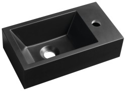 SAPHO - AMAROK umývátko, litý mramor, 40x22cm, baterie vpravo, černá mat (AR500B)
