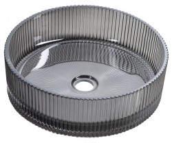 SAPHO - ANHELO gravírované sklenené umývadlo na dosku priemer 39,5cm, čierna (TY317B)