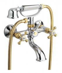 SAPHO - ANTEA nástenná vaňová batéria kompletná, chróm/zlato (3012)