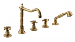 SAPHO - ANTEA päťprvková batéria na okraj vane s retro hubicou, bronz (3886)