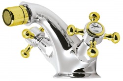 SAPHO - ANTEA stojánkova bidetová batéria s výpusťou, chróm/zlato (3182)