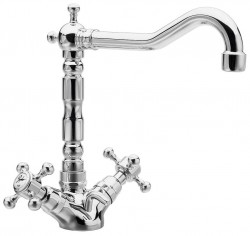 SAPHO - ANTEA stojánkova umývadlová batéria s retro hubicou s výpusťou, chróm (3371)