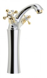 SAPHO - ANTEA stojánkova umývadlová batéria vysoká s výpusťou, výška 245, chróm/zlato (3172L)