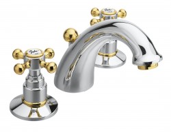 SAPHO - ANTEA trojprvková umývadlová batéria s výpusťou, chróm/zlato (3022)