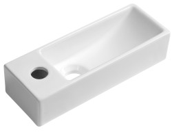 SAPHO - AQUA MINI keramické umývadlo 38x14cm, otvor pre batériu vľavo, biela (AR446)