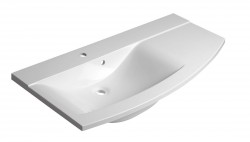 SAPHO - ARAS umývadlo 105,2x50,5cm, liaty mramor, s odkladacou plochou vpravo, biela (91060)