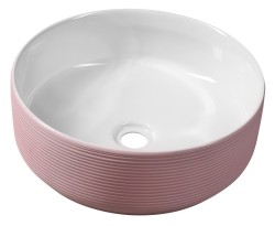SAPHO - ARDEA keramické umývadlo na dosku, priemer 41cm, biela/ružová (AR041)