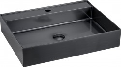 SAPHO - AURUM nerezové nástenné umývadlo 55x42cm, vrátane výpuste, gun metal (AU102)