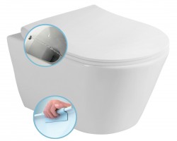 SAPHO - AVVA CLEANWASH závesná WC misa s bidet. spŕškou, Rimless, 35,5x53cm, biela (100312)