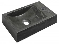 SAPHO - BLOK kamenné umývadlo 40x10x22 cm, otvor vpravo, čierny Antracit (2401-28)