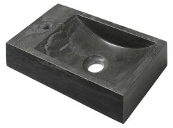 SAPHO - BLOK kamenné umývadlo 40x22cm, batéria vľavo, čierny Antracit (2401-38)