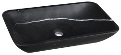 SAPHO - BLOK kamenné umývadlo 60x11x35 cm, čierny Marquin, matný (2401-39)