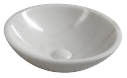 SAPHO - BLOK kamenné umyvadlo na desku Ø 40cm, leštěný bílý mramor (2401-34)