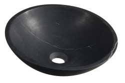 SAPHO - BLOK kamenné umyvadlo na desku Ø 40cm, matný černý Marquin (2401-35)