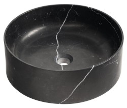 SAPHO - BLOK kamenné umyvadlo na desku, Ø 40cm, matný černý Marquin (2401-52)