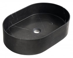 SAPHO - BLOK kamenné umyvadlo na dosku, 55x37cm, černá mat Marquin (2401-51)