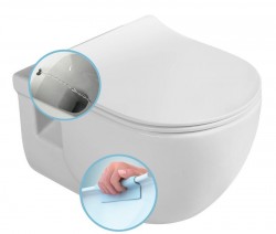 SAPHO - BRILLA CLEANWASH závesná WC misa s bidet. spŕškou, Rimless, 36,5x53cm, biela (100612)
