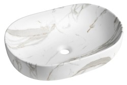 SAPHO - CALEO keramické umyvadlo na desku, 60x42cm, bianco carrara (CA590BC)