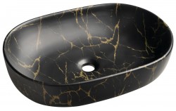 SAPHO - CALEO keramické umývadlo na dosku, 60x42cm, mramor portoro (CA590PT)