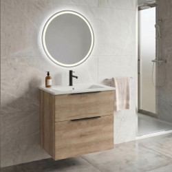 SAPHO - CIRASA kúpeľňová skrinka 60 cm CIRASA s umývadlom a LED zrkadlom, dub Alabama (KSET-093)