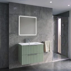 SAPHO - CIRASA kúpeľňová skrinka 70cm CIRASA s umývadlom a LED zrkadlom, 2 zásuvky, verde (KSET-101)