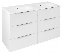 SAPHO - CIRASA umývadlová skrinka 118,4x75x46cm, 3x zásuvka, biela lesk (CR121-3030-31)