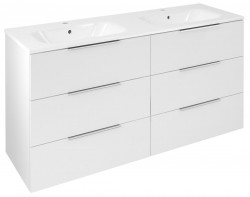 SAPHO - CIRASA umývadlová skrinka 139,6x75x46cm, 3x zásuvka, biela lesk (CR141-3030-31)