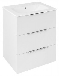SAPHO - CIRASA umývadlová skrinka 59,2x75x46cm, 3x zásuvka, biela lesk (CR631-3030)