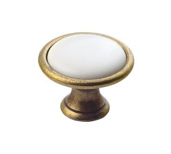 SAPHO - CROSS kovová úchytka, průměr 30, bronz/bílá (12937)