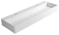 SAPHO - CUBIS umývadlo, liatý mramor, 120x40cm, dva otvory pre batériu, biela (CU120-2)