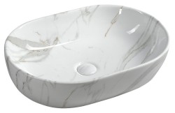 SAPHO - DALMA keramické umyvadlo na desku, 59x42cm, carrara (417)
