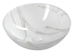SAPHO - DALMA keramické umyvadlo na desku, Ø 42cm, carrara (117)
