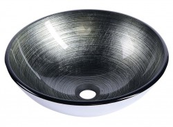 SAPHO - DAMAR sklenené umývadlo na dosku Ø 42 cm, tmavo sivá/strieborná (2501-20)