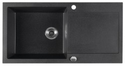 SAPHO - Drez granitový zabudovateľný s odkvapom, 97x50cm, čierny (GR1614)