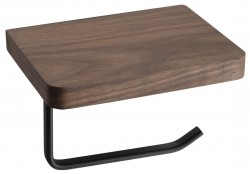 SAPHO - Držiak na toaletný papier s poličkou, čierny mat/orech (SKA417)