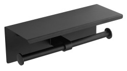 SAPHO - Dvojitý držiak toaletného papiera s poličkou 30cm, čierna mat (UN1196B)