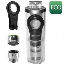SAPHO - ECO SET redukcia pre sprchovú hadicu 6 l/min, perlátor 6 l/min, vonkajší závit M24x1 a kľúč, chróm (SETL6)