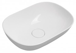 SAPHO - ERIDAN umývadlo na dosku vrátane krytu výpuste 50x35cm, liaty mramor, biela (ER500)