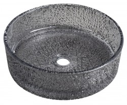 SAPHO - ERSEL gravírované sklenené umývadlo na dosku priemer 39,5cm, čierna (TY323B)