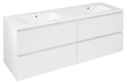 SAPHO - EZARA dvojumývadlová skrinka 140x55x46cm, biela lesk (EZ141-3030)