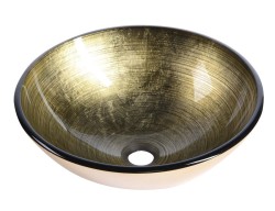 SAPHO - FIANNA sklenené umývadlo na dosku priemer 42cm, bronz/zlato (2501-21)